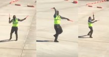 Airport Employee Kyran Ashford Dances On Tarmac
