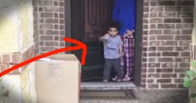 Little Boy Says Cute Goodbye to Grandma