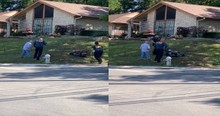 Fire Department In Austin TX Spots 95-Year-Old Struggling To Mow A Lawn, So They Got To Work