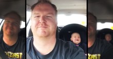 Baby Girl Giggles As Dad Copies Her Movements In The Car