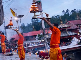 Nepal Tour, Aarati at Pashupatinath Tepmple by Vertex Holiday