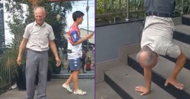 70-Year-Old Dad Walks Down Steps on His Hands