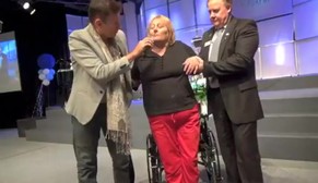Cerebellum brain injury miracle healing and lady walks out of wheelchair