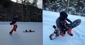 Snowboard Runs Away From Its Person