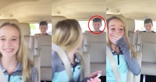 Birthday Girl Gets Surprised By Her Brother While Riding In The Car