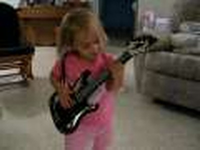 3 Year Old - on an electric guitar