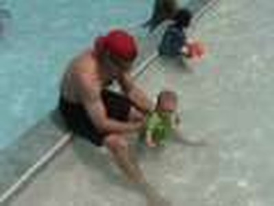 Christian's first swim