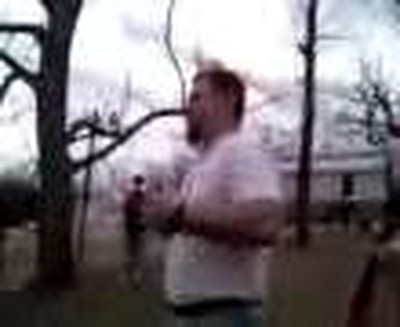 My teacher flips over a bench in fantastic caverns park