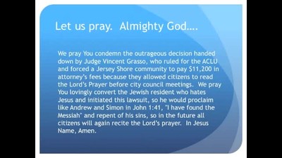 The Evening Prayer - 02 Mar 11 - Judge fines NJ Town for allowing Lord's Prayer 