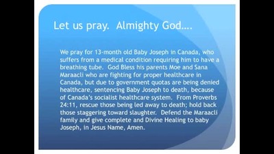 The Evening Prayer - 09 Mar 11 - Canadian Baby Ordered Removed from Life Support 