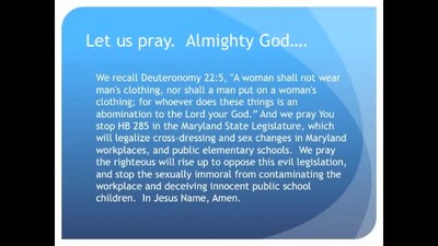 The Evening Prayer - 06 Apr 11 - MD: Cross-Dressing Teacher Bill Sails Through State Legislature 