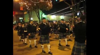 Christmas parade Kilted Bagpipers 