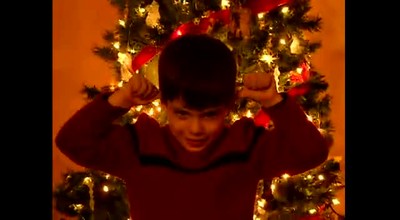 4 year old Joey singing away in the manger