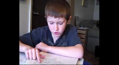 My seven year old son reading Isaiah 53 from the KJV Bible