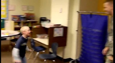 U.S. Soldier Surprises Little Brother at School 