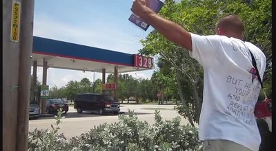 Open-air preaching Florida gas station