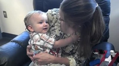 Baby's Big Smile When He Hear's Mommy  Daddy's Voice for the First Time