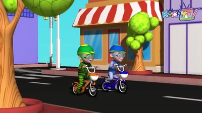 Five Little Babies Cycling on the Street