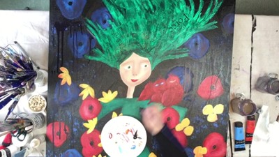 She Stood Tall - a mixed media painting by Cherie Burbach