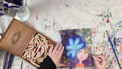 Blue Flower Girl by Cherie Burbach