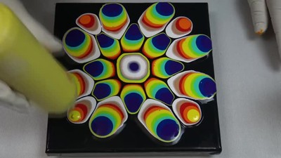 260) Rainbow star / Reverse flower dip / Fluid art / Acrylic pouring technique