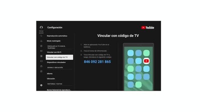 Ver vídeos de YouTube en el televisor con el código