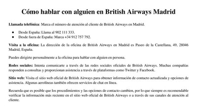 British Airways Madrid Telefono