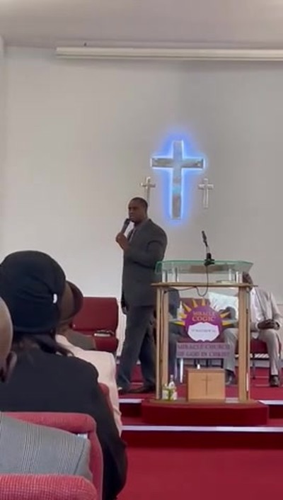Minister Delroy RS at Miracle Church of God in Christ