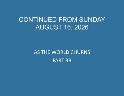 Continued from Sunday August 16, 2026