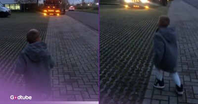 Child Overjoyed When He Sees Father Returning Home