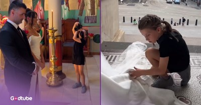 Little Girl Assists Dad Photographing Wedding And Brings Him To Tears