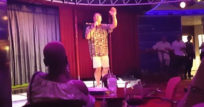 Man On Cruise Rocks Journey Karaoke Performance