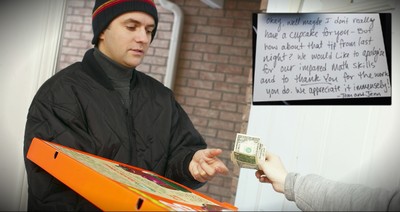Pizza Delivery Driver Gets This Thoughtful Note After A 33 Cent Tip