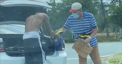 Homeless Man Stands On The Side Of The Road Begging For Help, Then A Student Pulls Over