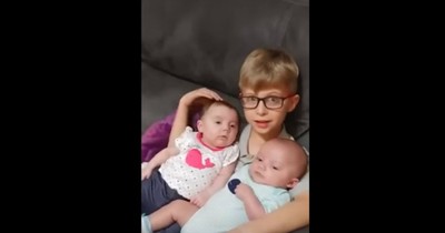 Big Brother Serenades His Baby Siblings With A Lullaby