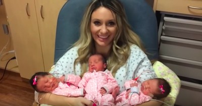 New Mommy Cuddles With Her Triplets For The First Time After They Were Born