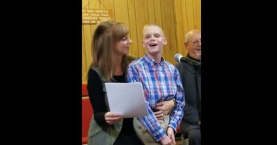 Young Man With Special Needs Sings A Song About The Lord To The Congregation