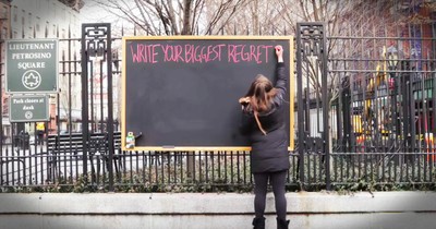 People Share Their Biggest Regret On Public Chalkboard