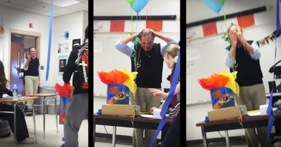Teacher Gets A Surprise Cake For His Birthday From Class
