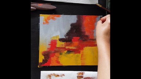 Acrylic Abstract Painting using Brush, Sponge & Knife | Very easy for Beginners | Sonil Arts