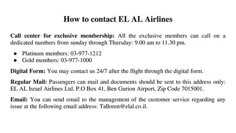 How to speak someone at EL AL