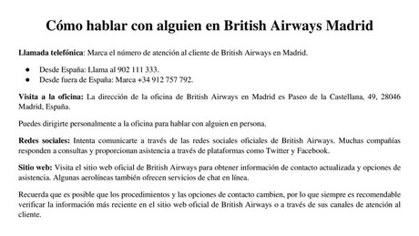 British Airways Madrid Telefono