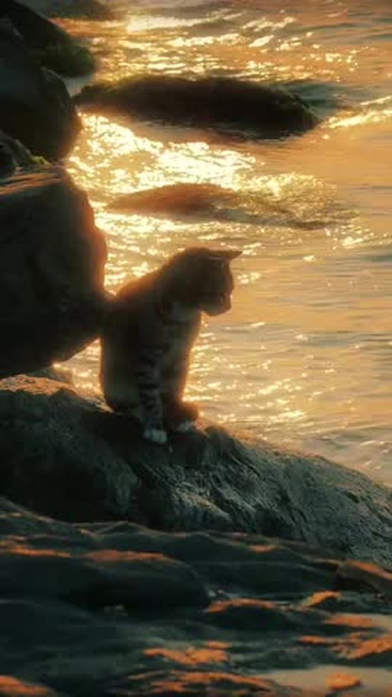 A cat by the seaside.