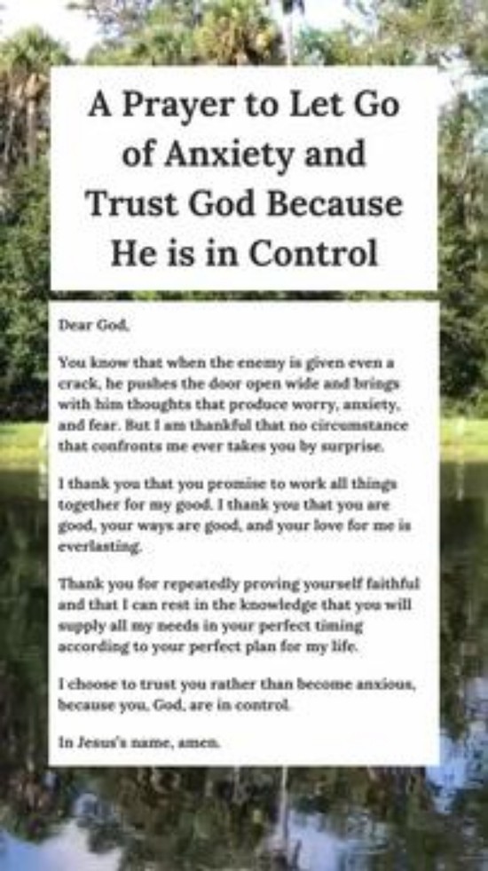 A Prayer to Let Go of Anxiety and Trust God Because He is In Control