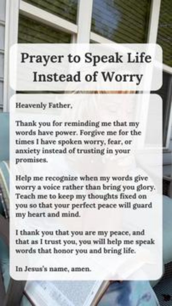 Prayer to Speak Life Instead of Worry