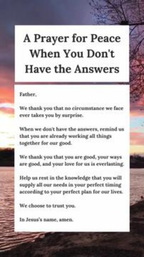 A Prayer for Peace When You Don't Have the Answers
