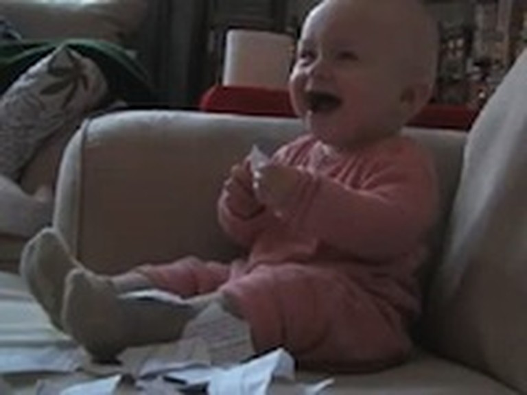 Adorable Baby Just Cannot Stop Laughing at Torn Paper