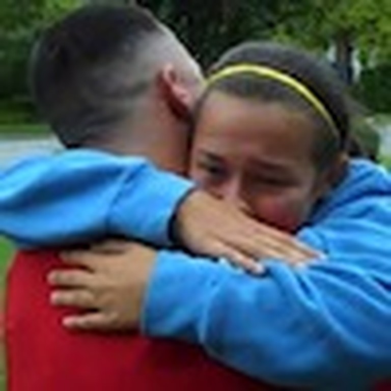 Father Home Early Surprises his Young Daughter