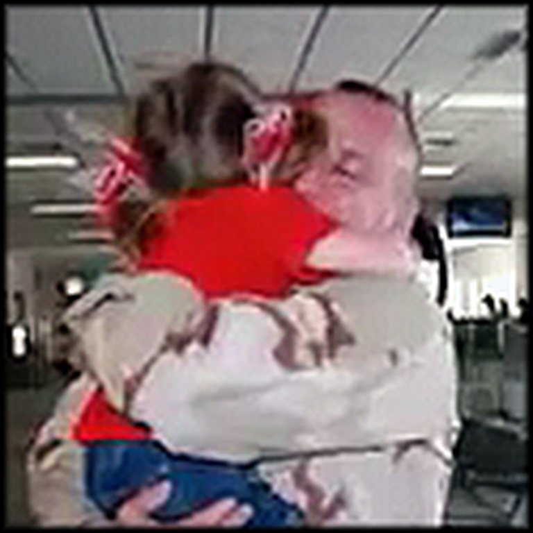 Little Girl Runs Through the Airport to Greet her Soldier Daddy