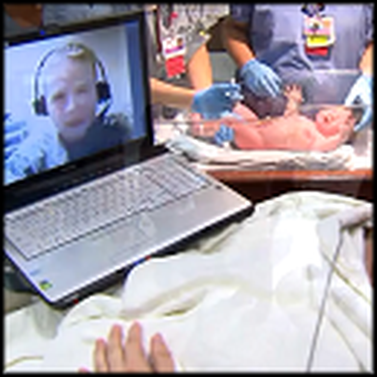 Soldier Meets his Baby He Watched Be Born Over Skype
